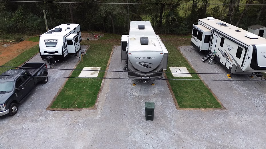 Aerial view of Limestone RV Park sites