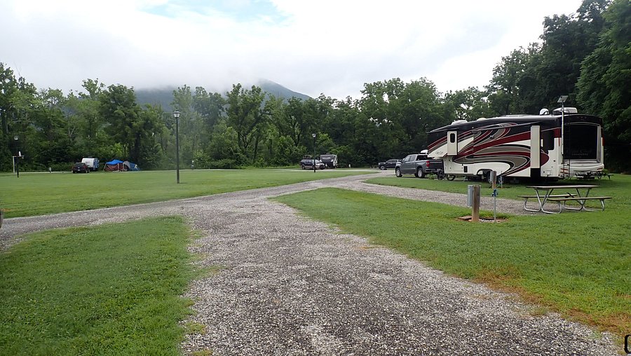 RV parked at a serene Limestone RV Park site